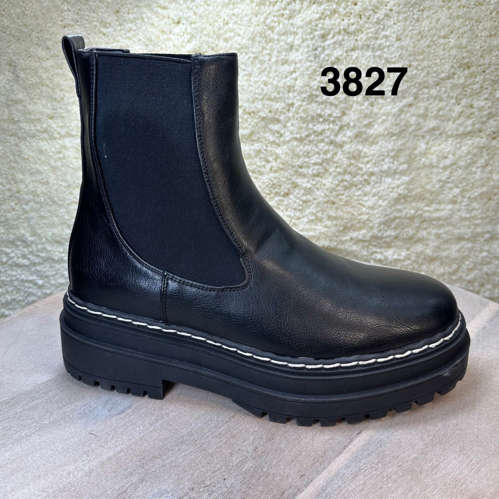 Esprit Stormi Women Black Platform Chelsea Boots Lug Sole Contrast Stitch 8.5M